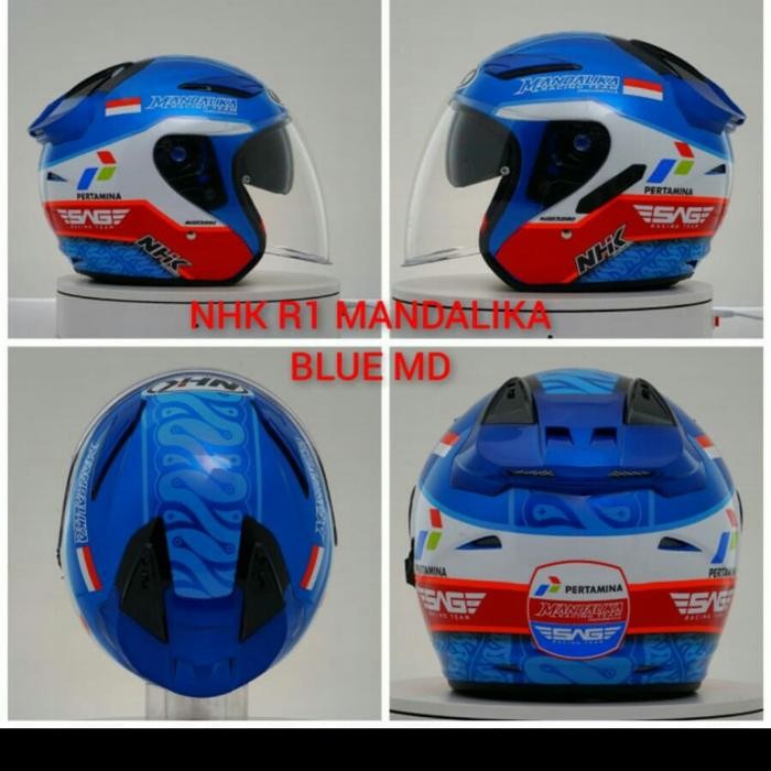 HELM NHK R1 GP EDITION MANDALIKA HALF FACE DOUBLE VISOR