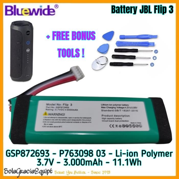 Terlaris Batre / Battery Bluetooth Speaker JBL Flip3 Gray - GSP872693 -3.000mAh SALE