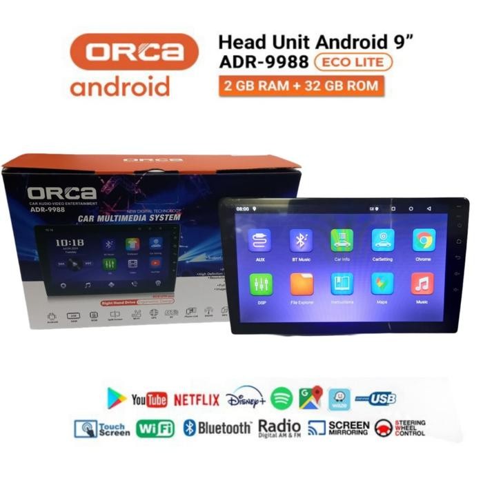 Head Unit Android ORCA ADR-9988 ECO LITE 9 inch Terbaru