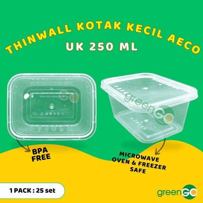 DJJ THINWALL KOTAK KECIL 250ML SEGI THINWALL AECO BENING TRANSPARAN TEBAL
