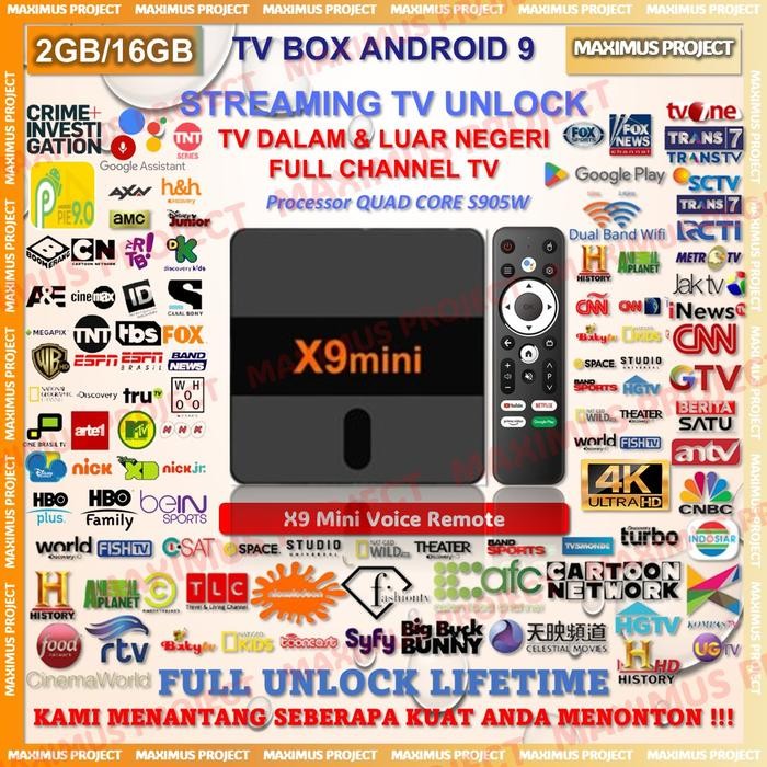 3j4e- Stb Android 9 Smart Tv Box Android X9 Mini Voice Remote Ram 2Gb Rom 16Gb 2/16 Unlock