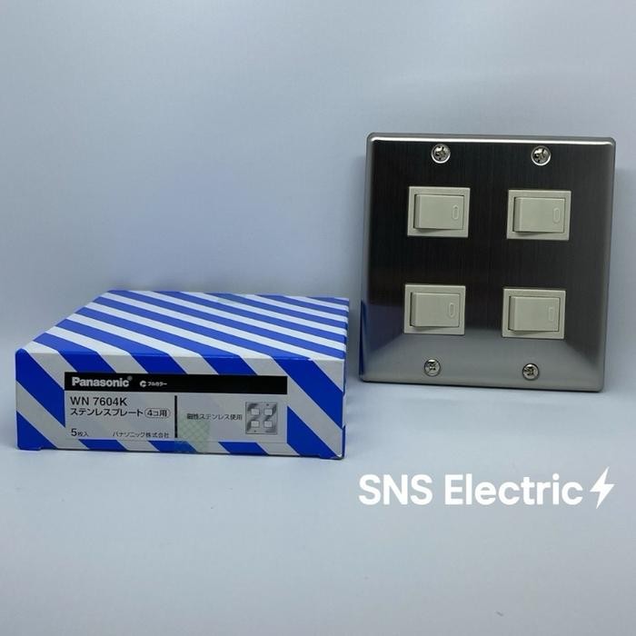 Saklar Panasonic Frame Stainless Steel / Grid Switch 4 Gang