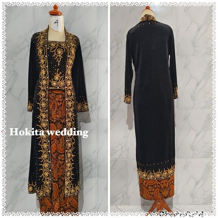 SIAPKIRIM Kebaya Kutubaru Bludru Atasan Wanita Sematakaki Hitam Full Payet Baju Pengantin Mewah