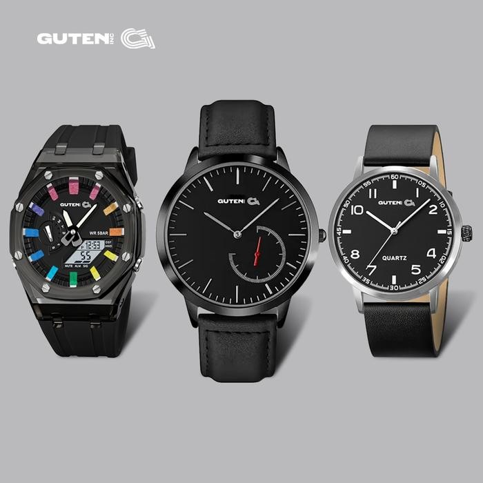 rv45- Guten Inc - Jam Tangan Analog Pria Black Choco