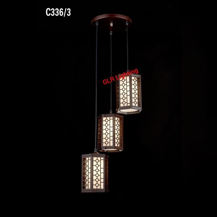 Unik Lampu Gantung Turun 3 Dekorasi Ruang Tamu/Meja Makan Tipe 336/3 Terlariss 