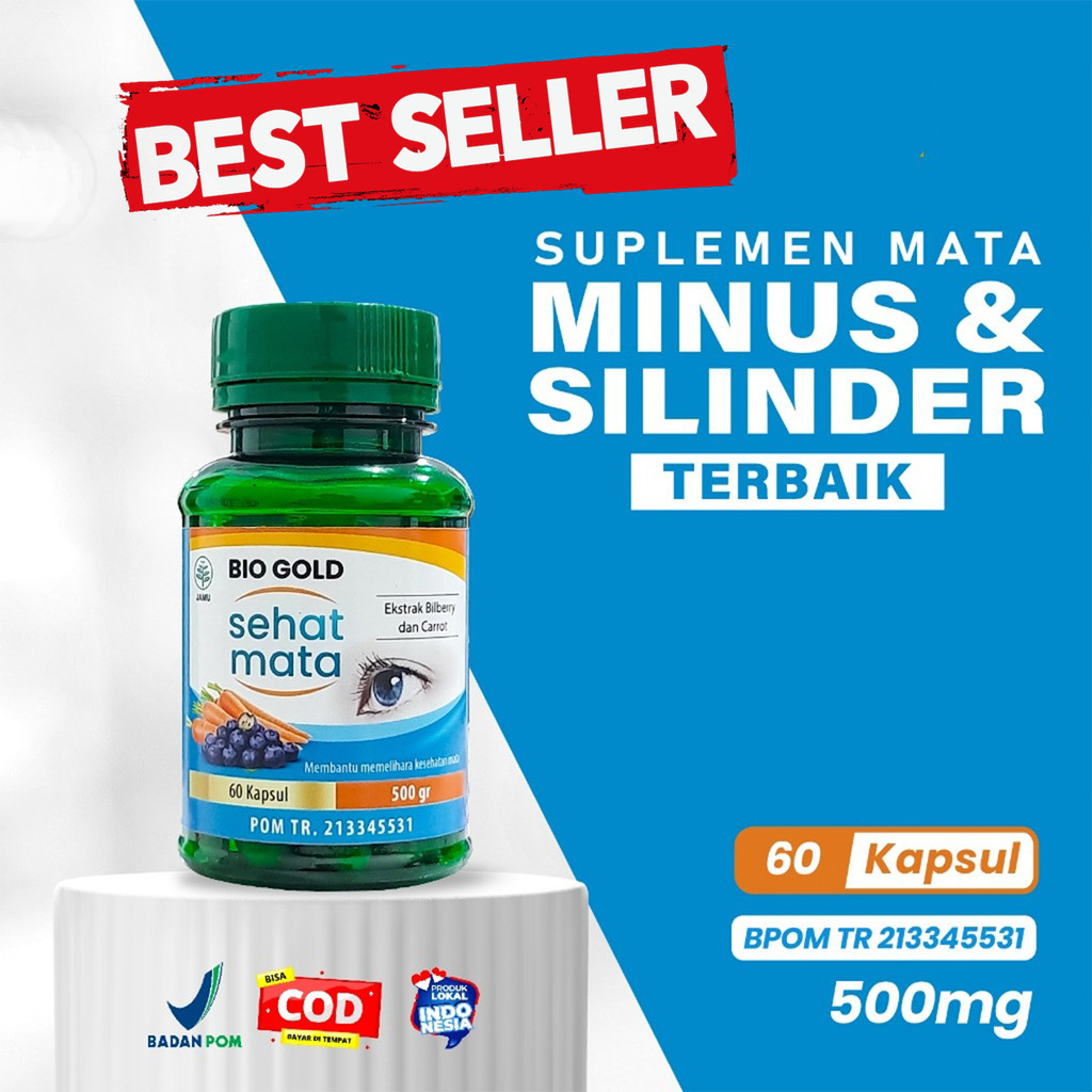 Kapsul Bio Gold Kapsul Sehat Mata Ekstrak Obat Vitamin Mata Minus Silinder Bilberry Wortel 60 Bpom