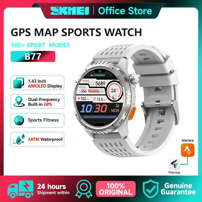 JaminMutu- Skmei B77 Smartwatch Olahraga Premium Jam Tangan Gps Tahan Air 3Atm Monitor Kesehatan