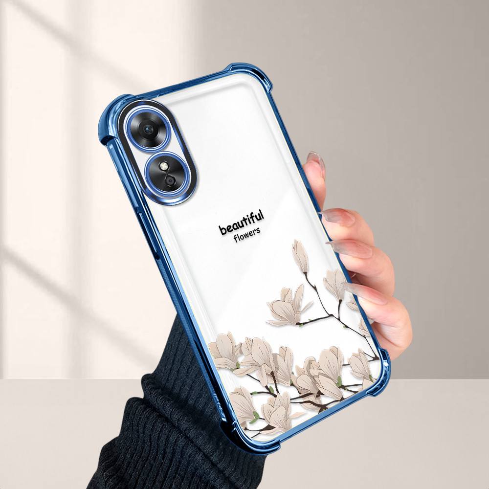 Softcase Transparan bunga Casing For OPPO A17 A17K Case Cartoon  Kesing Protect Lens S3-0860 DLJ