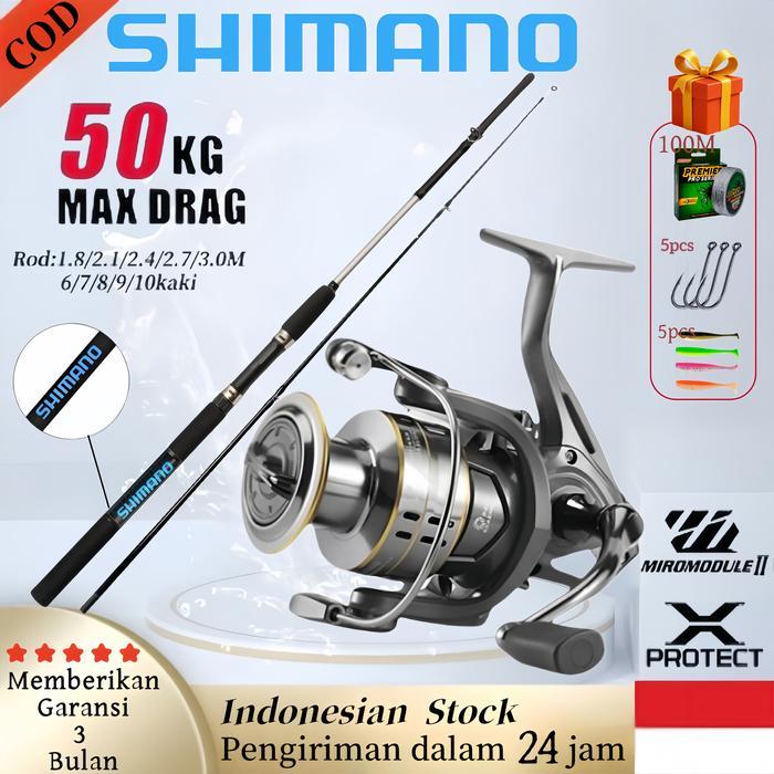2025 Shimano Rod Fishing Rod Set Reel Spinning Joran Pancing 1 Set 2 Section Rod Spinning Reel