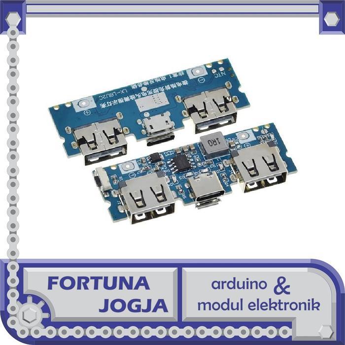 MODULE POWERBANK DUAL USB 5V 2.4A INPUT TYPE C + MICRO USB LITHIUM BATTERY 18650 CHARGER