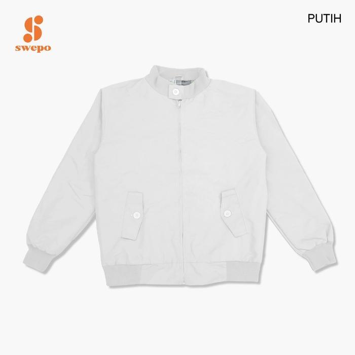 SWEPO Harrington Jacket (Polos) Size M-XXL (Pria & Wanita) - PUTIH, M