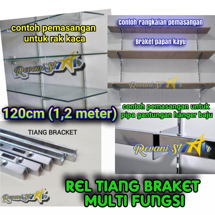 120cm tiang braket stainless Rak Bracket dinding breket siku rak kaca