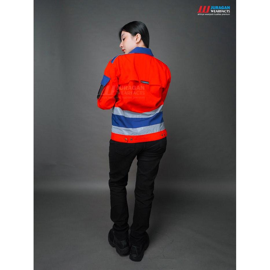 DISKON Baju Kerja Proyek Tactical Series Warna Biru Navy Merah Atasan Safety Wearpack Panjang Pria