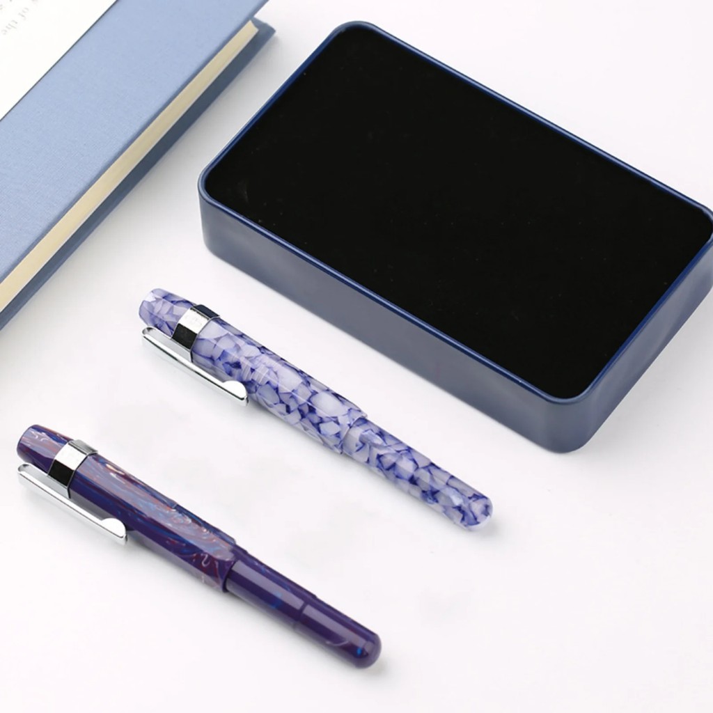 MAJOHN DELIKE Fountain Pen Fancy Acrylic Travel Short Pen Pocket Pens Extra Fine EF Tip 0.38mm Art