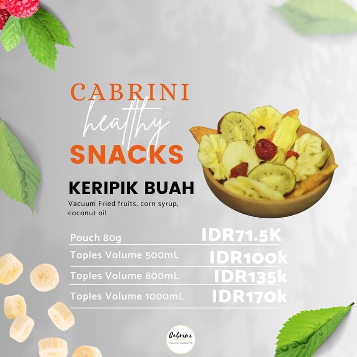 

CABRINI HEALTHY SNACKS - TUTTI FRUTTI ( 500 ML ) KERIPIK BUAH PREMIUM