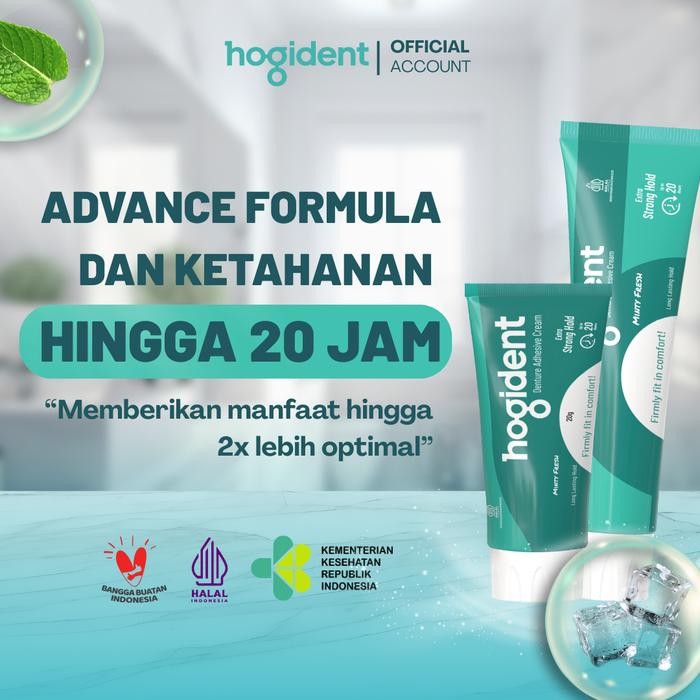 

HOGIDENT LEM PEREKAT GIGI PALSU TAHAN HINGGA 20 JAM - BUNDLING 3PCS 20GRAM MULUT PERAWATAN