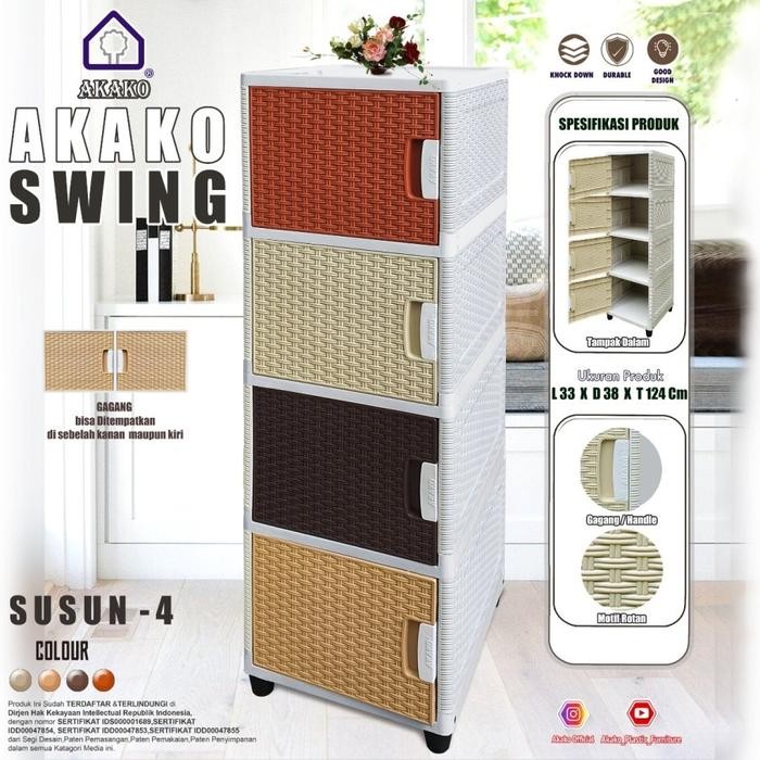 Lemari 1 Pintu Motif Rotan Seri Terbaru Dari Akako Swing 4 Susun