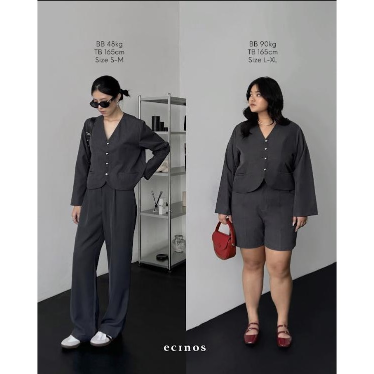 ECINOS - Spring Top - Atasan Wanita (Cropped and Relaxed Fit V-Neck Top)