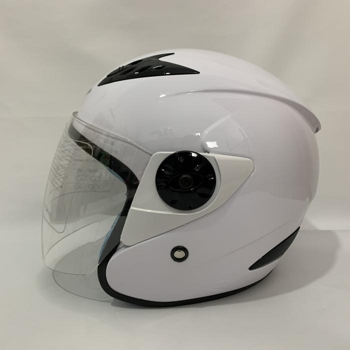 Pilihan- Helm Vision 2 Polos Putih Glossy Solid Helm Dewasa Sni