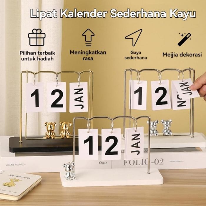 

Kalender Desktop Kantor Kreatif Eropa Bear Calendar Ornament Living Room Office Desktop Calendar