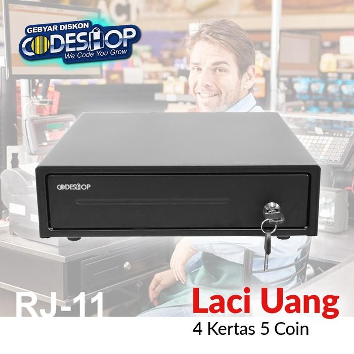 

LACI UANG KASIR CODESHOP CK-335B METAL CASH DRAWER 4 KERTAS 5 KOIN