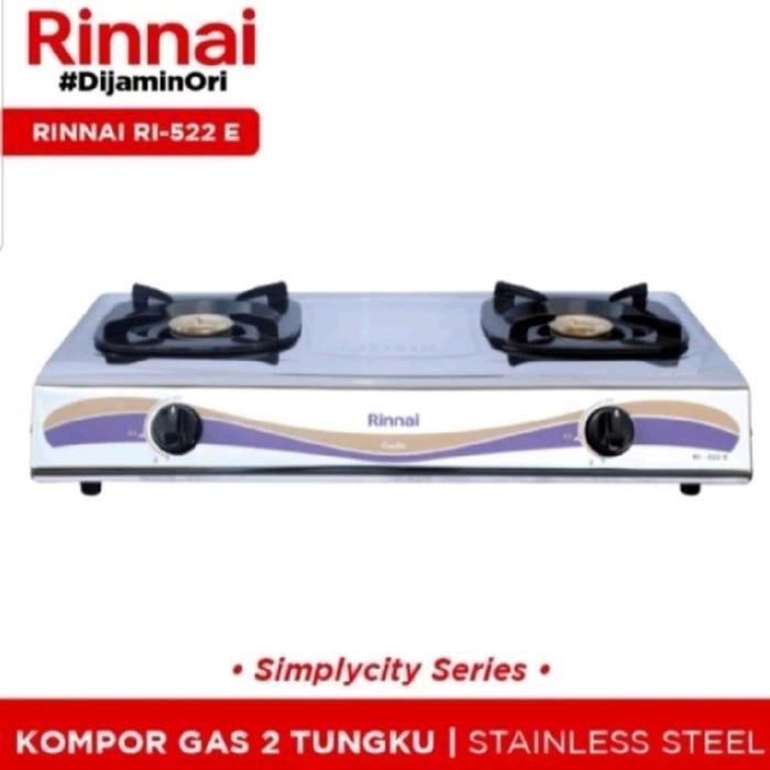 Kompor Gas Rinnai Ri -522E 2Tungku Stenlis