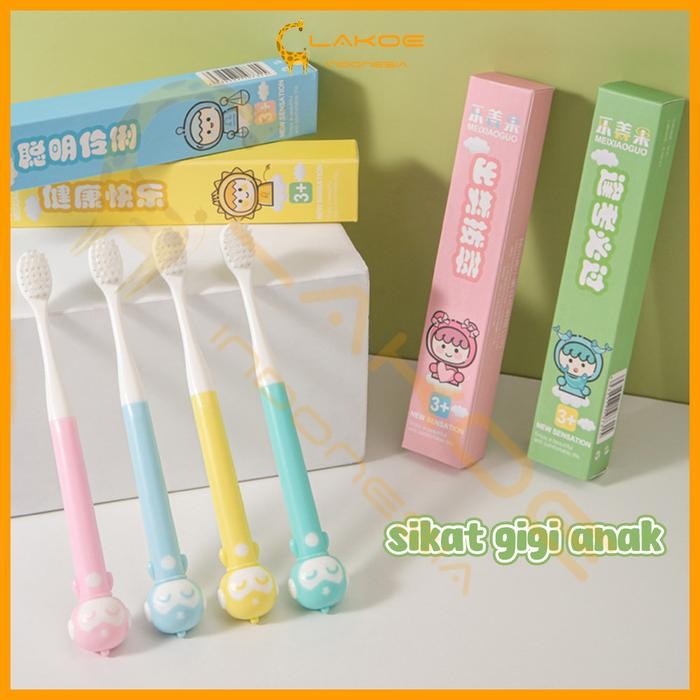 LAKOE Sikat Gigi Anak Bulu Halus Dan Lembut 3-12 Tahun Sikat Gigi Bayi Karakter Monyet