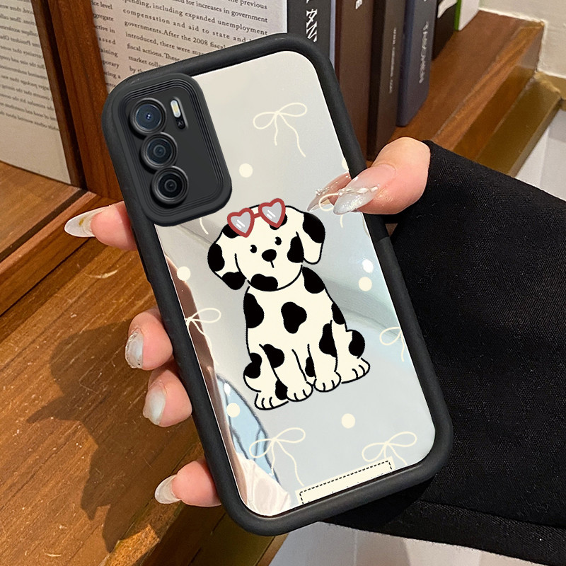 Casing Hp OPPO A16 OPPO A16s OPPO A54s Case Casing Anjing Hitam pola Kesing HP Cesing cermin Kasing 