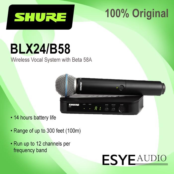 Shure BLX 24 BETA 58 BLX24 BETA58A Mic Wireless Microphone