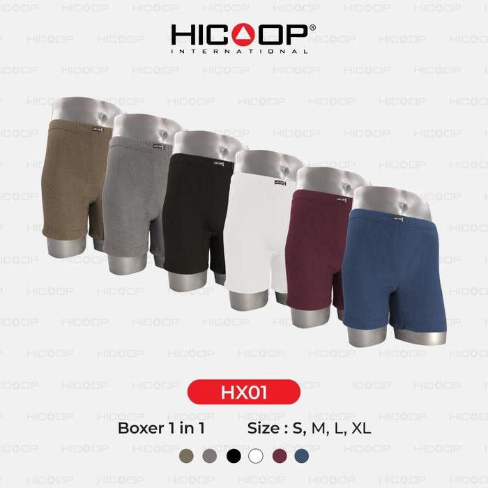 Hicoop Celana pendek polos pakaian dalam HX-01 Boxer Hitam