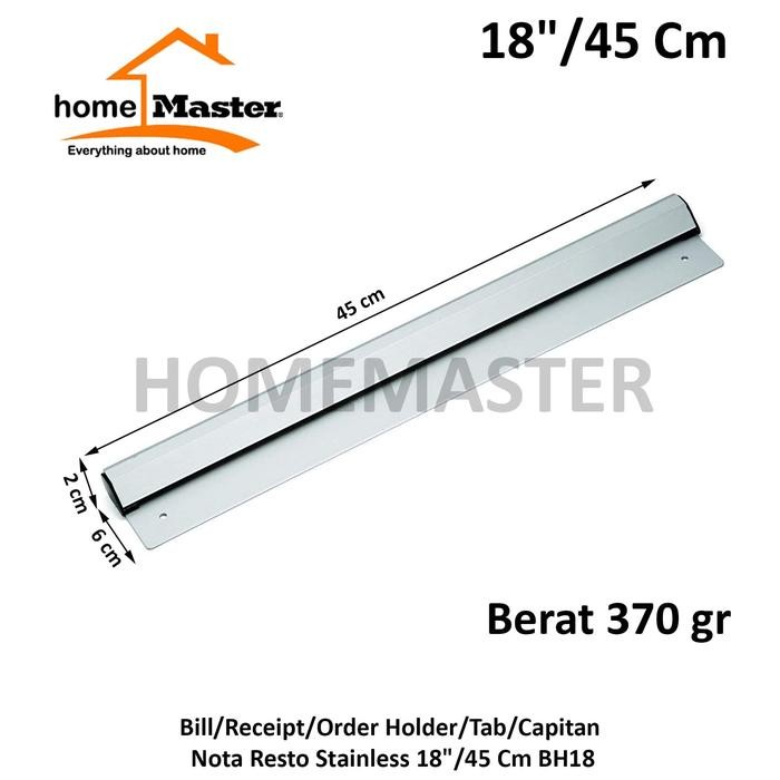 

Bill/Receipt/Order Holder/Capitan Nota Resto Stainless 18"/45 Cm Bh18