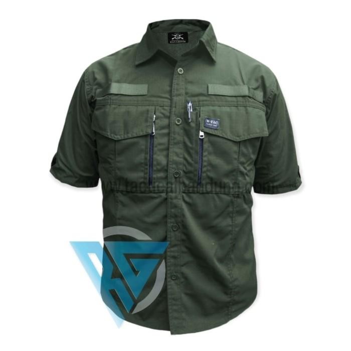 Terlaris Kemeja Tactical W tac Lengan Pendek Casual Outdoor Putih Cod