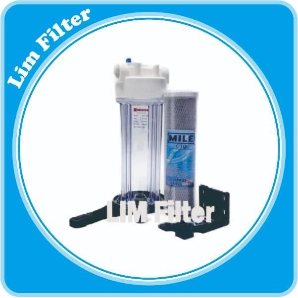 Terbaik Paket Filter Air 1 Housing Clear 10" + Cartridge Cto 10" 100% Ori