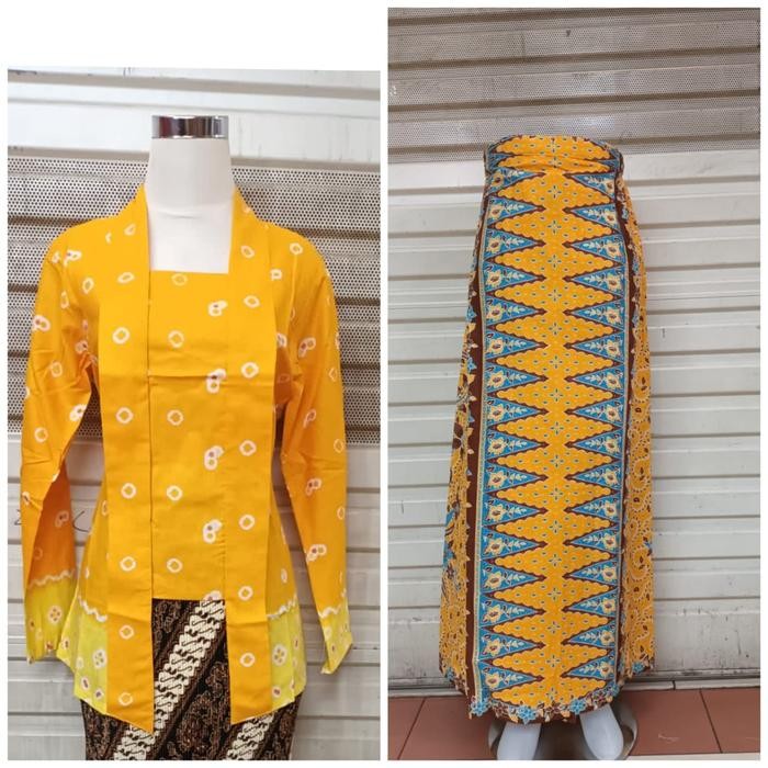setelan kebaya jumputan kutubaru/kebaya wanita/kebaya seragam kerja