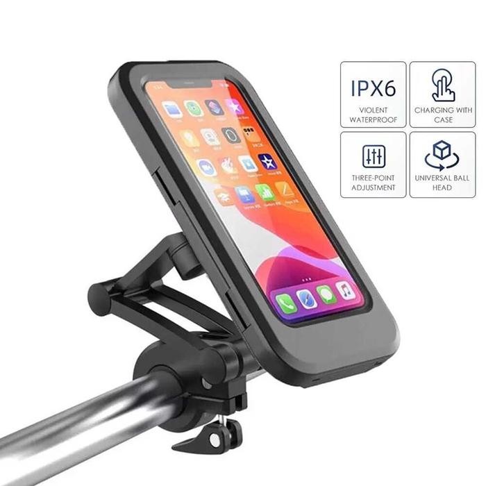 Holder Bracket Hp Smartphone Sepeda Motor Waterproof Anti Air
