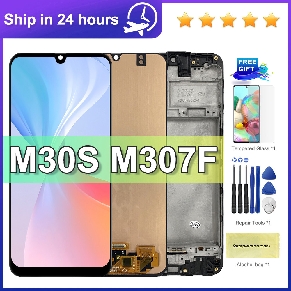 6.4'' AMOLED For Samsung M30S M307F SM-M307F Replacement M30s 2019 LCD Display Touch Screen With fra