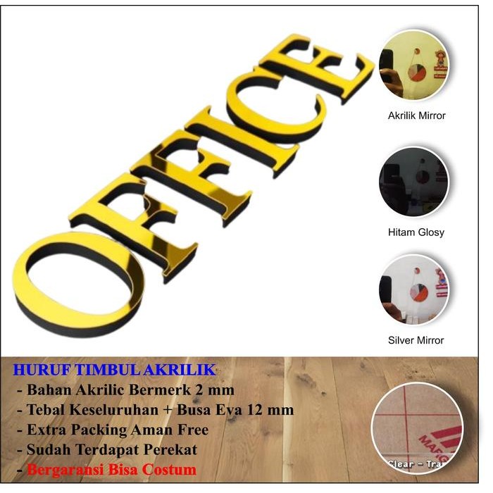

New HURUF TIMBUL AKRILIK GOLD MIRROR PLUS PENEBALAN SPON SIGNBOARD ACRYLIC