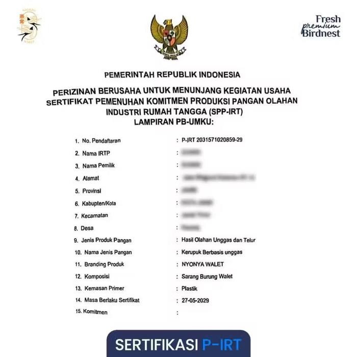 Pilihan- Sarang Walet Birdnest Mentah Kering Nyonya Walet