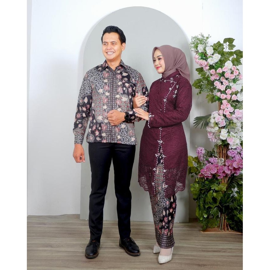 Pilihan- Satu Set Kebaya Janggan Couple Suami Istri Kebaya Seragam Keluarga Kebaya Modern