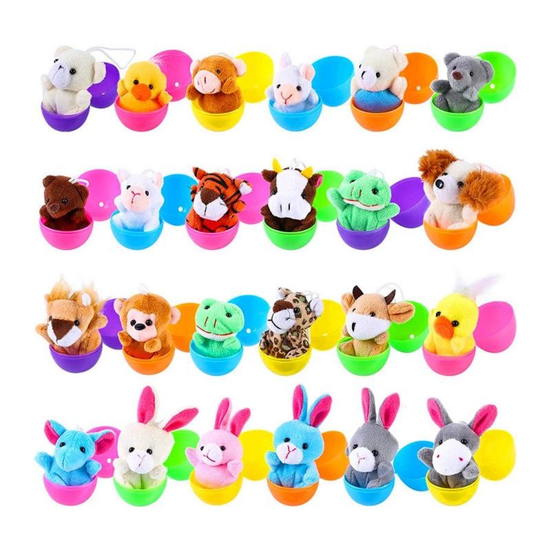 24pcs Mini Easter Basket Animals Easter Pendant Bunny Egg Dress Doll Pendant Plush Toy Cartoon Puppe