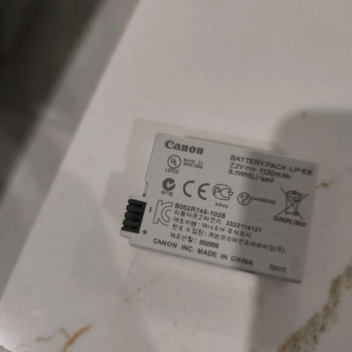 Baterai Canon Lp-E8 Batre Batrei Bekas Lpe8 550D 600D 650D 700D Baterei 2Nd