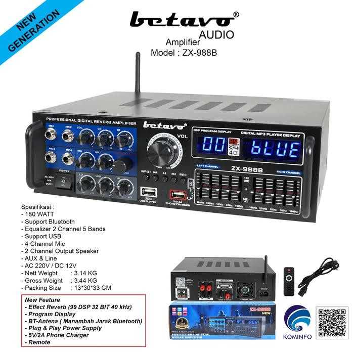 AMPLIFER / POWER MIXER 4 CHANNEL BETAVO BT-988DC