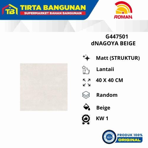 ROMAN KERAMIK 40 X 40 CM FLOOR TILE G447501 dNAGOYA BEIGE / KERAMIK LANTAI KW 1