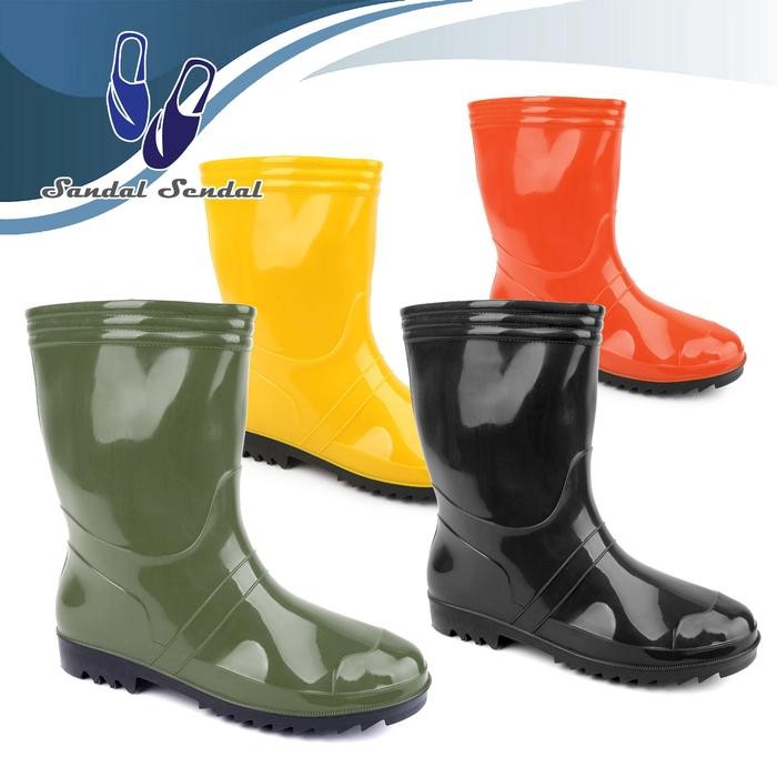 Compass - Sepatu Boot Pendek Hijau Kuning Hitam Orange Fleksibel Karet Nyaman Anti Slip Air Lokal