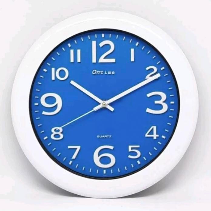jam Minimalis/Jam Dinding Aestetik/Jam dinding Ontime 767 + Baterai A2 Biru