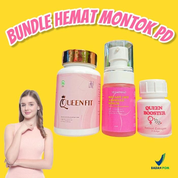 [Queenfit + Serum + Booster] Paket Perawatan Si Kembar Montok Pd Pasti Ori