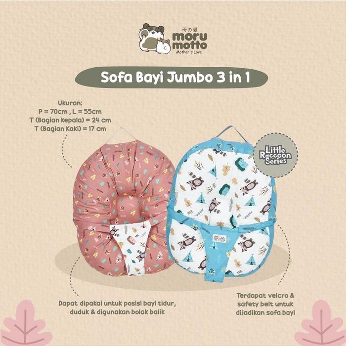 Morumotto Sofa Bayi Jumbo 3in1 Little Raccoon Series MMK9001 - Lavie Baby House