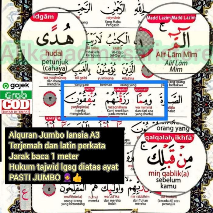 ORIGINAL AlQuran Jumbo A3 Lansia Besar Tajwid Mudah Latin Langsung Diatas Ayat Terjemah serta Latin