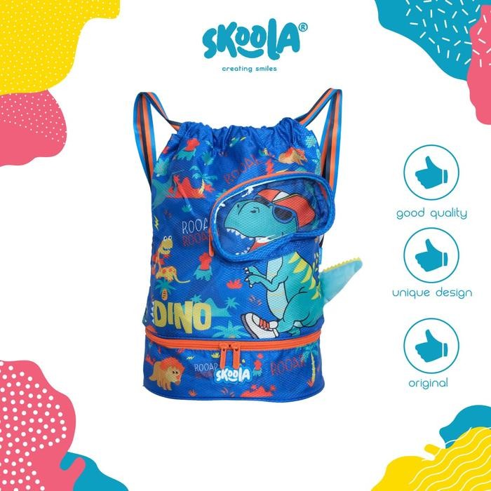 Skoola Tas Ransel Serut Renang Anak Laki - Laki Space Dinosaurus - Jolla Fashion