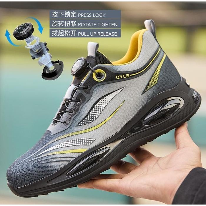 Safety Shoes Sneakers Biru Sepatu Safety Pria Tali Putar Ujung Besi Waterproof 9239 Promo 